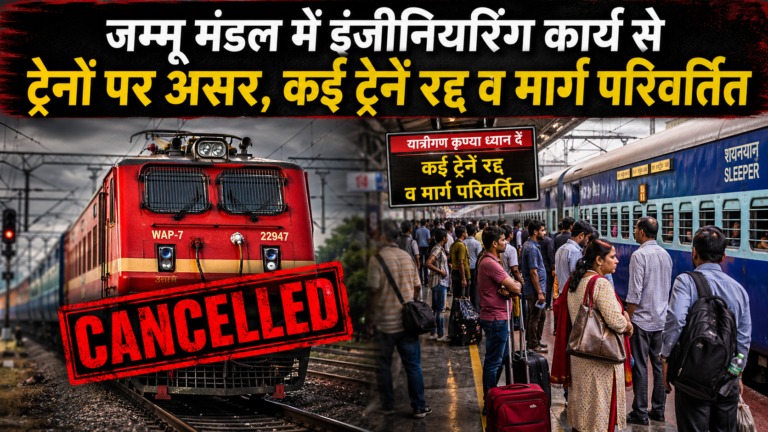 जम्मू मण्डल में कार्य के कारण कई ट्रेनें प्रभावित, कुछ निरस्त